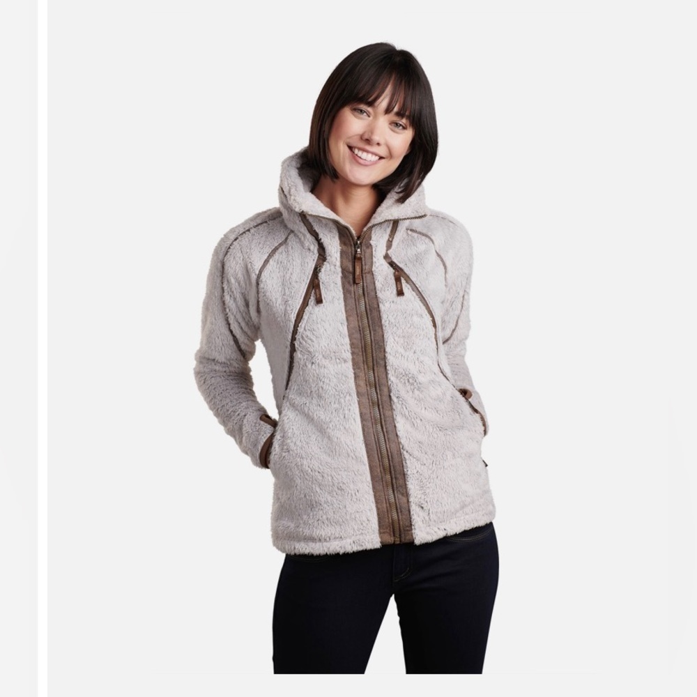 KUHL ZIP UP FUZZY WARM ZIP UP HOOR FLIGHT JACKET